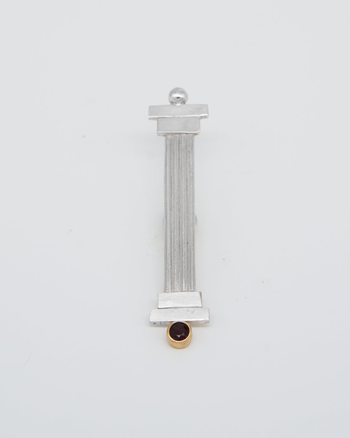 Doric Column Brooch, Sterling Silver adorned w. Ruby
